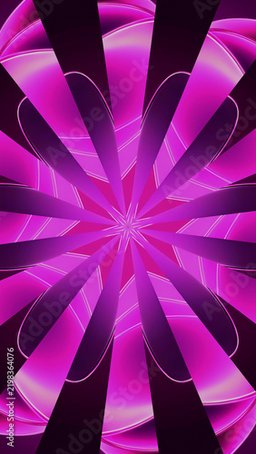 Vibrant Magenta and Purple Abstract Radial Pattern with Geometric Shapes and Glowing Lines.