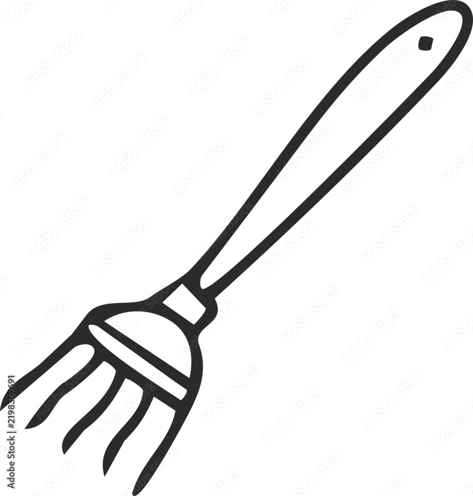 Obraz premium Hand Fork Cultivator Doodle Icon