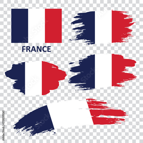 Set of France flags on a transparent background
