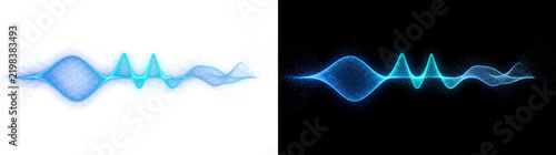 Audio waveform made of blue and cyan mesh peaks forming a glowing sound frequency pattern great for music technology design with PNG, Transparent and Black Background Versions