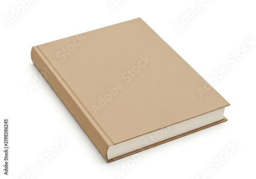 Blank beige book with hard cover for design mockup