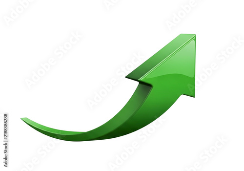 Shiny green arrow pointing up for business growth