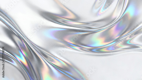 Abstract grainy frosted background with fluid white silver metallic chrome waves creating a premium modern presentation backdrop and copy space.