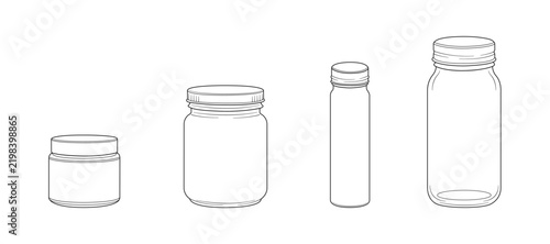 vector outline set of jars