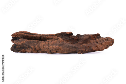 Driftwood aged wood isolated on white background. Piece of driftwood driftwood close up for aquarium.