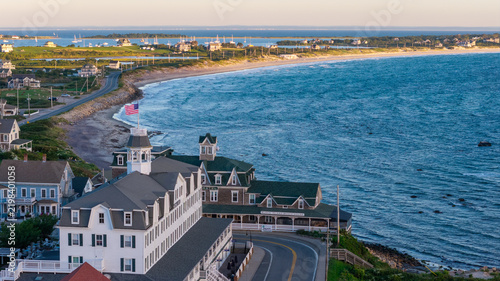 Sunrise view on Block Island looking across Crescent Beach from the port