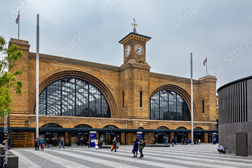 The historic south facade of London King’s Cross railway station in London

