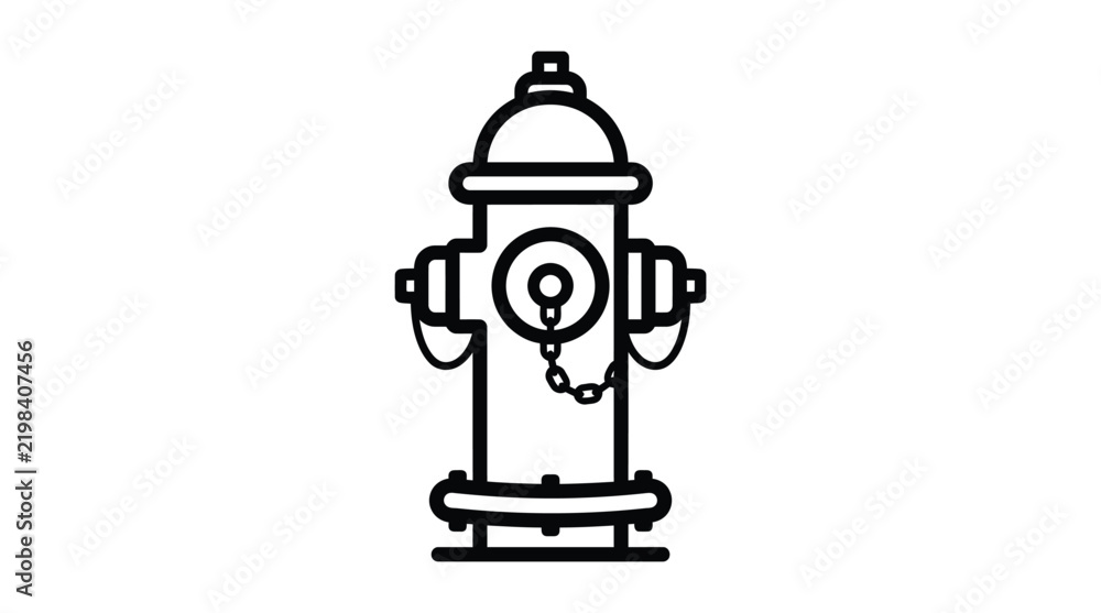 Fototapeta premium Fire hydrant line art illustration on a white background