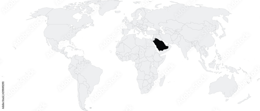 Obraz premium Saudi Arabia Location on Map of the World, Country in Middle East.