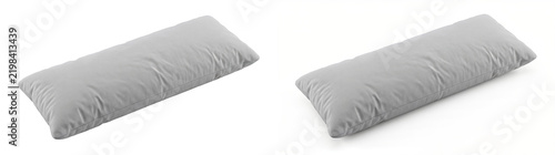 Fotografía Body pillow with elongated gray cotton cover and plush fill, ideal for bedding a