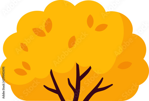 Autumn Bush. Flat illustration of autumn bush and leaf. Drawing for poster, flyer, etc.