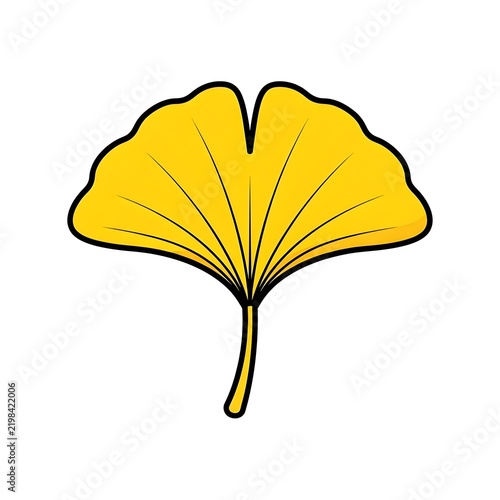 A vibrant yellow ginkgo biloba leaf isolated on a white background. Perfect for autumn or nature-themed designs, botanical illustrations, and eco-friendly concepts.
