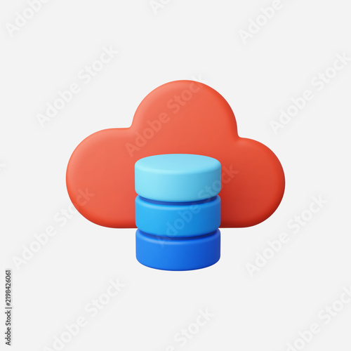 3d Realistic Cloud Database icon vector illustration