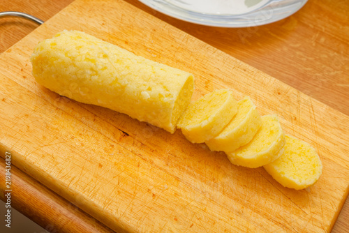 Sliced Czech potato dumpling
