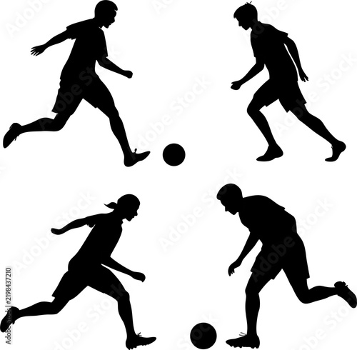 soccer player motion sequence silhouette vector
