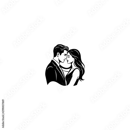 Silhouette of a Passionate Couple Embracing and Kissing.