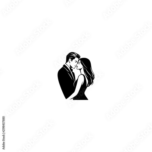 Silhouette of a Passionate Couple Embracing and Kissing.