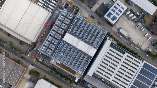 Aerial View of Data Center HVAC and Backup Power Infrastructure