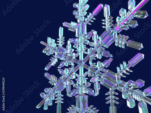 冬をイメージした雪の結晶パターンの3Dイラスト背景