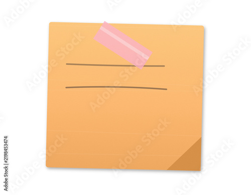 Fotografía Orange sticky note with pink adhesive tape for important office reminders and creative task tracking