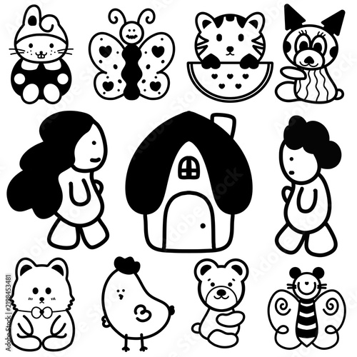 Kawaii Animal Line Art Collection for Coloring Pages