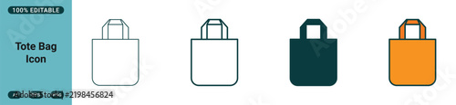 Tote bag icons in different styles, including outline, solid, and colored vector illustrations