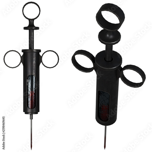 Vintage glass and metal medical syringe