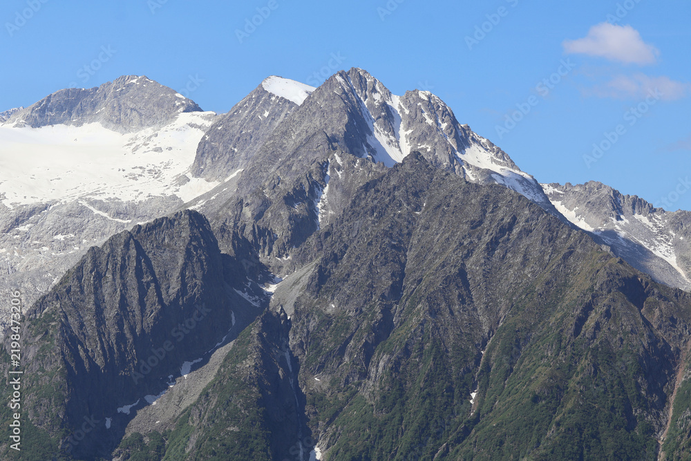 Obraz premium Cima di Salimmo mountain ridge and Punta di Valle Seria peaks, Adamello Alps, Lombardy, Italy