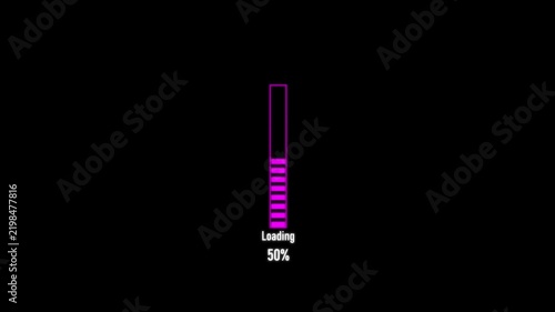Vertical Neon Loading Bar Animation on Black Background.4k video