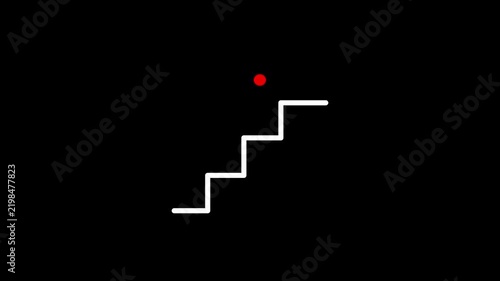 Stair Step Progress Growth Animation with Moving Red Dot.4k video