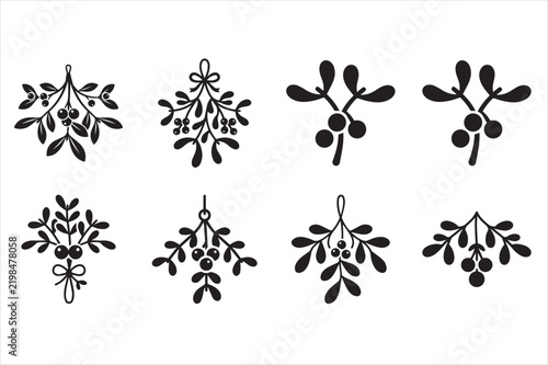 Collection of Mistletoe illustrations with different expressions and shapes