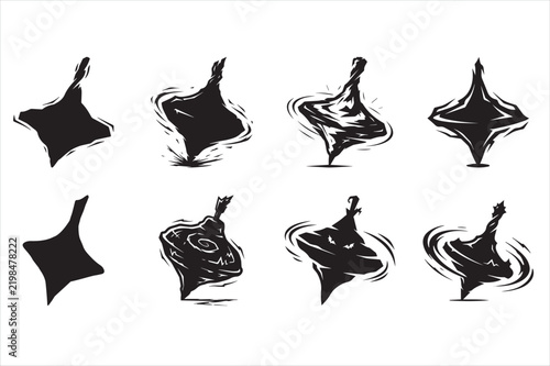 Collection of  Spinning top illustrations with different expressions and shapes