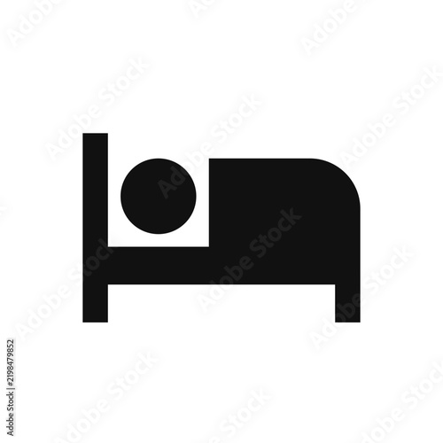 Black bed hotel accommodation sign icon with accommodation hospitality interface