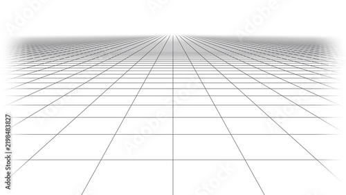 Obraz na płótnie Perspective grid floor with vanishing point on transparent background