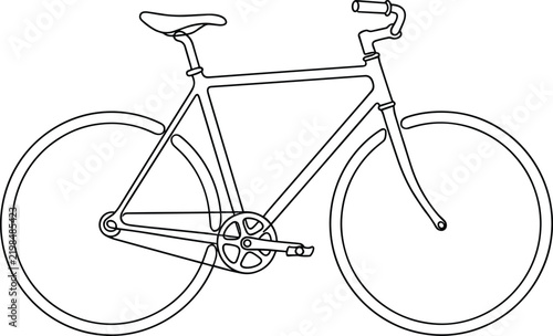 Technical bicycle frame outline line art represents healthy lifestyle and urban transportation.
