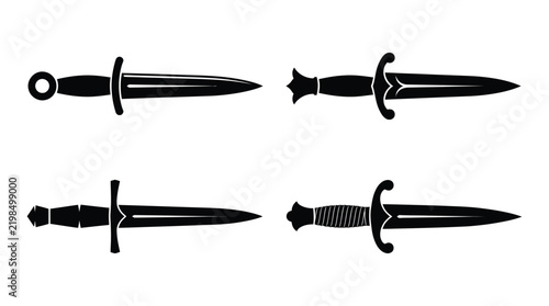 Canvastavla Four assorted daggers are depicted as a black silhouette