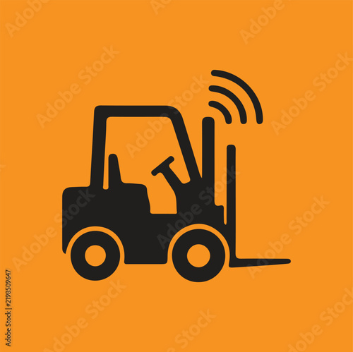 Smart automated forklift icon with wireless signal connectivity