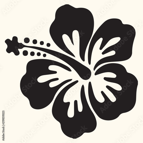 Black silhouette of a tropical hibiscus flower isolated
