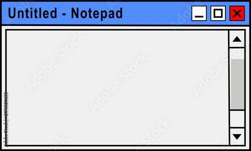Blank Notepad Text Editor Window Retro Y2K Desktop Interface Nostalgic 90s Computer UI Graphic