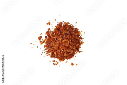 Quadro su tela heap of crushed red chili flakes isolated on transparent background for spicy se