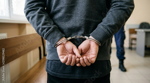 Criminal Arrested in Handcuffs, Police Custody