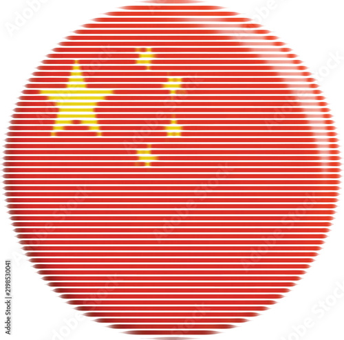 China round flag icon featuring red background and gold five pointed stars set.