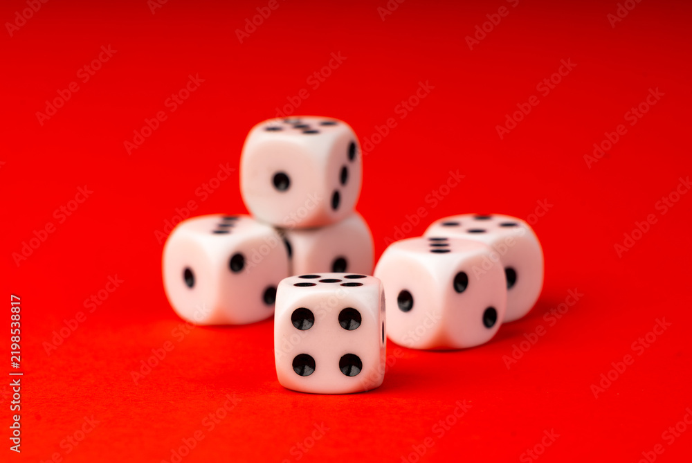 Obraz premium White game dice with black dots