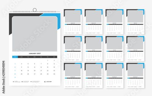 2027 12 page wall calendar design template