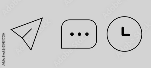 Minimal Line Icons for Send Message, Menu, and History Interface