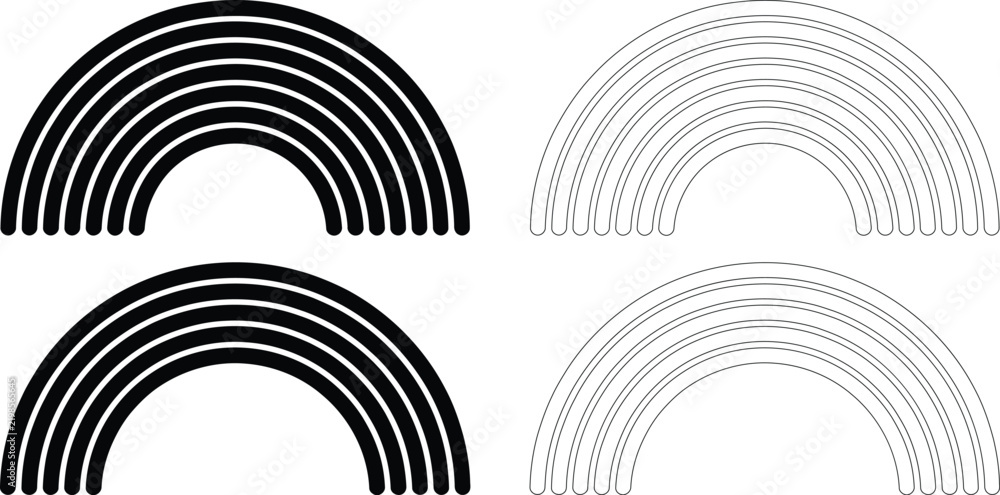 Obraz premium Set of four arch rainbow shapes in different styles with meteorology