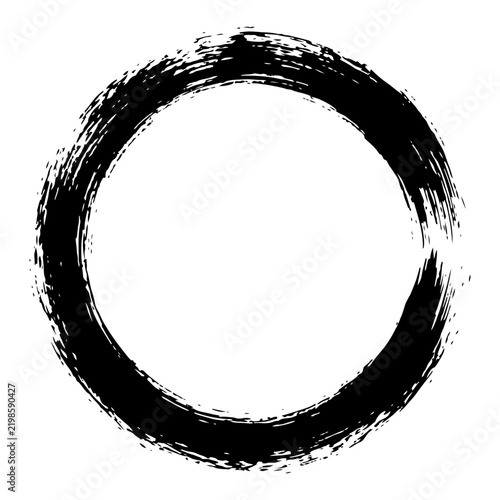 Zen enso circle painted with textured brush stroke in traditional ink style