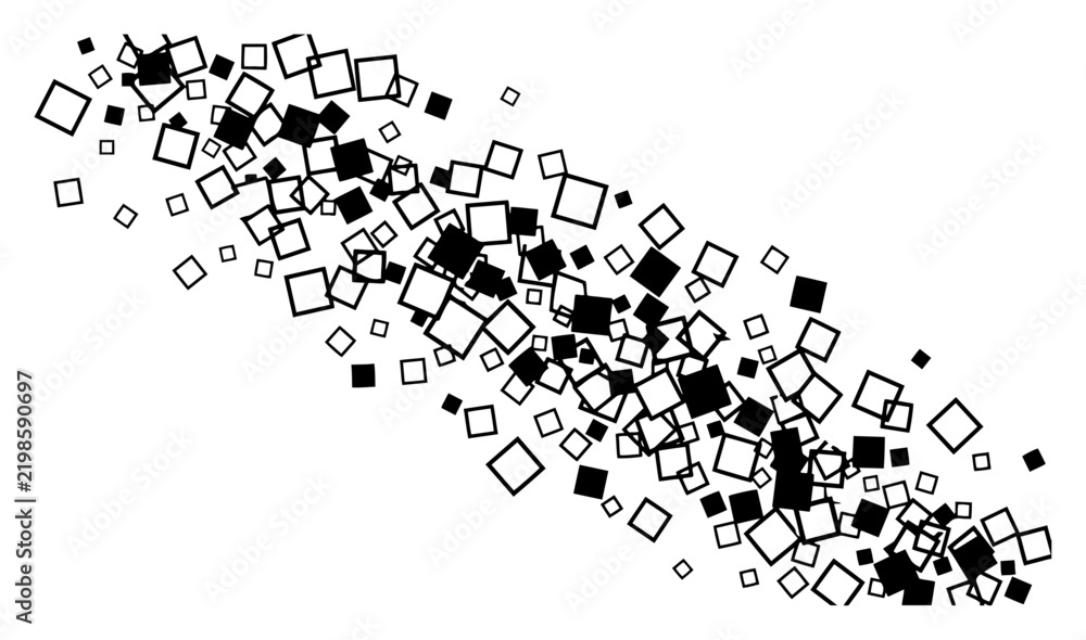 Fototapeta premium Floating geometric squares and rhombus particles stream in abstract graphic style