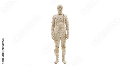 Foto Full body view of a person dressed as an ancient Egyptian mummy standing on a wh