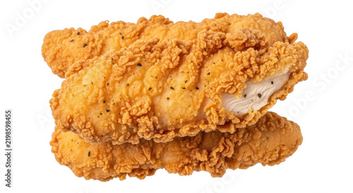 Crispy fried chicken tenders isolated on transparent background